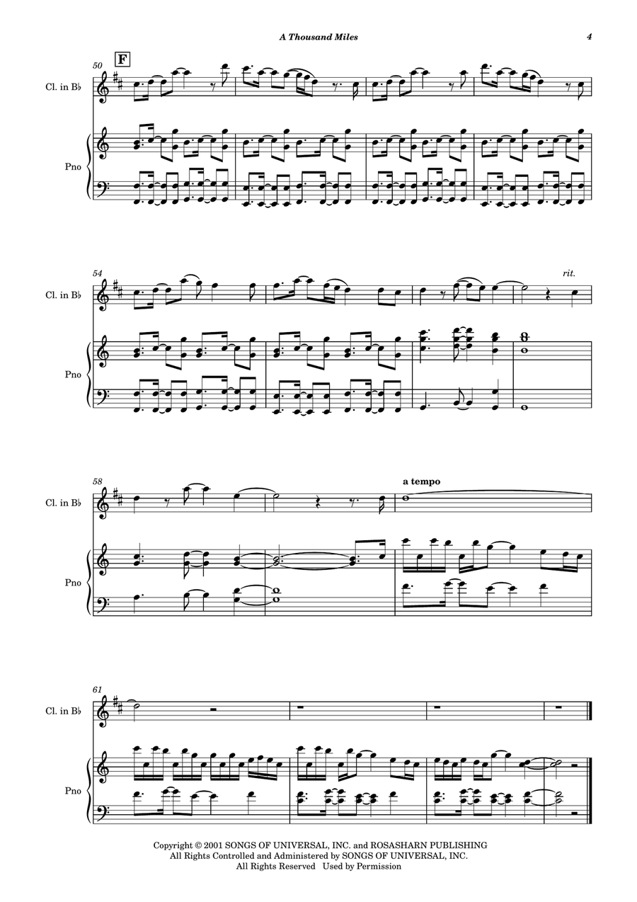 A Thousand Miles A Thousand Miles B-Flat Clarinet scores gallery preview page 5