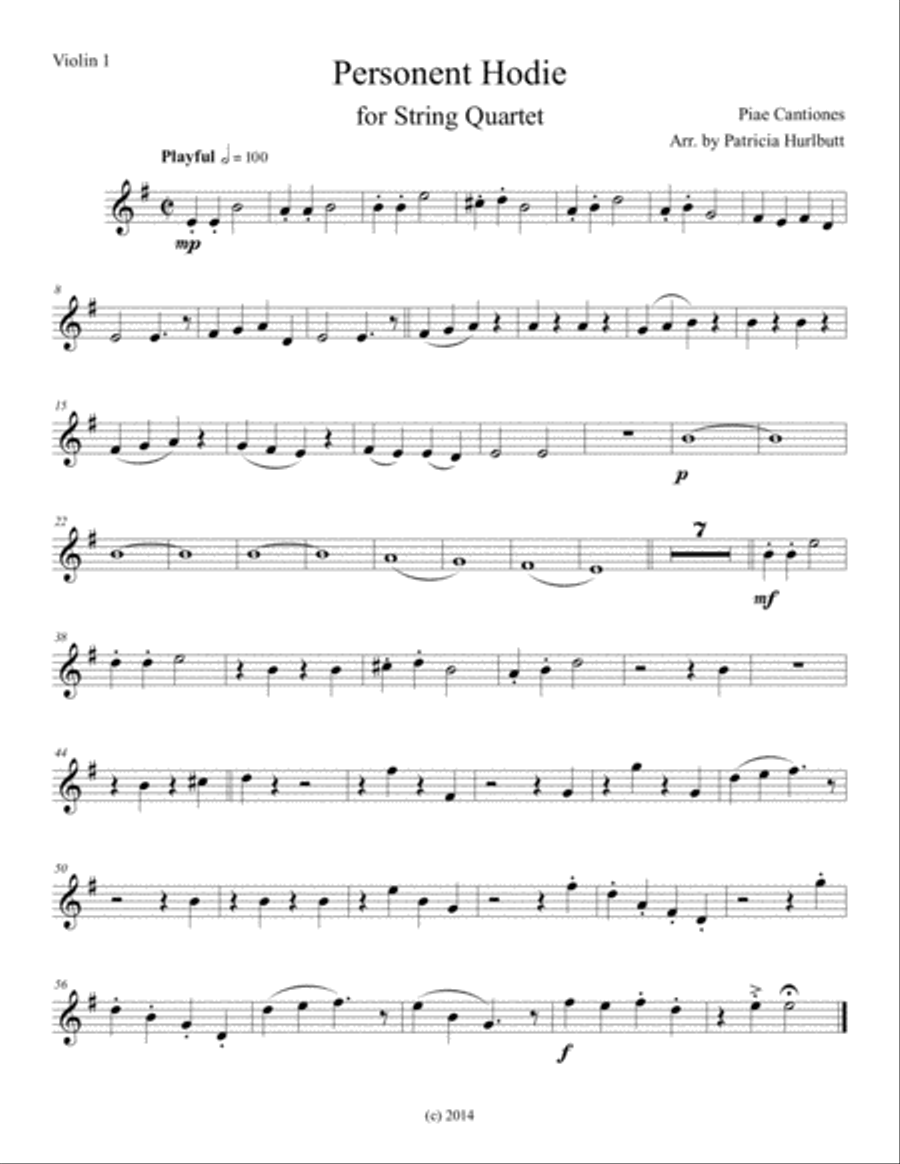 Personent Hodie (On This Day) String Quartet scores gallery preview page 4