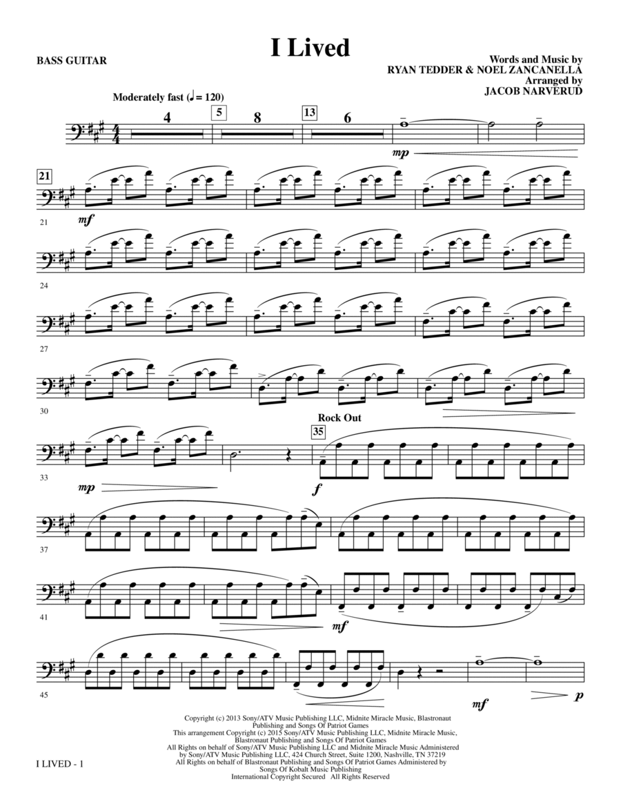 I Lived - Bass Choir scores gallery preview page 1