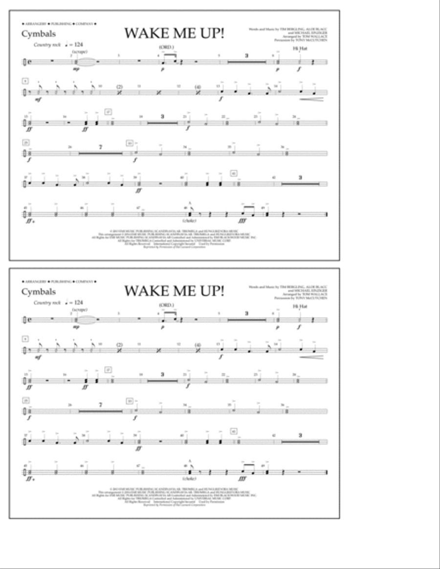 Wake Me Up! - Cymbals Marching Band scores gallery preview page 1
