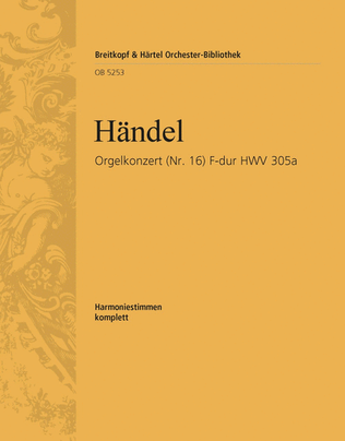 Book cover for Organ Concerto (No. 16) in F major HWV 305A