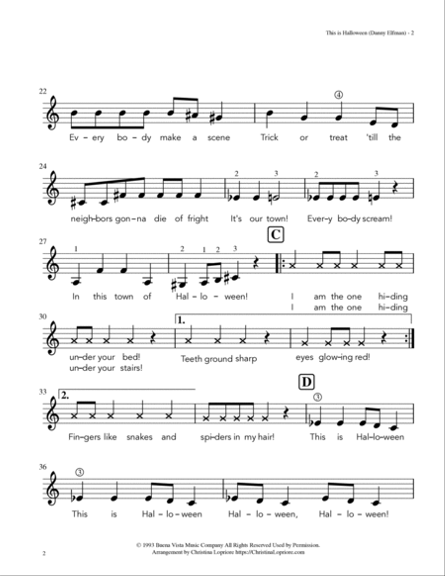 This Is Halloween Easy Piano scores gallery preview page 2