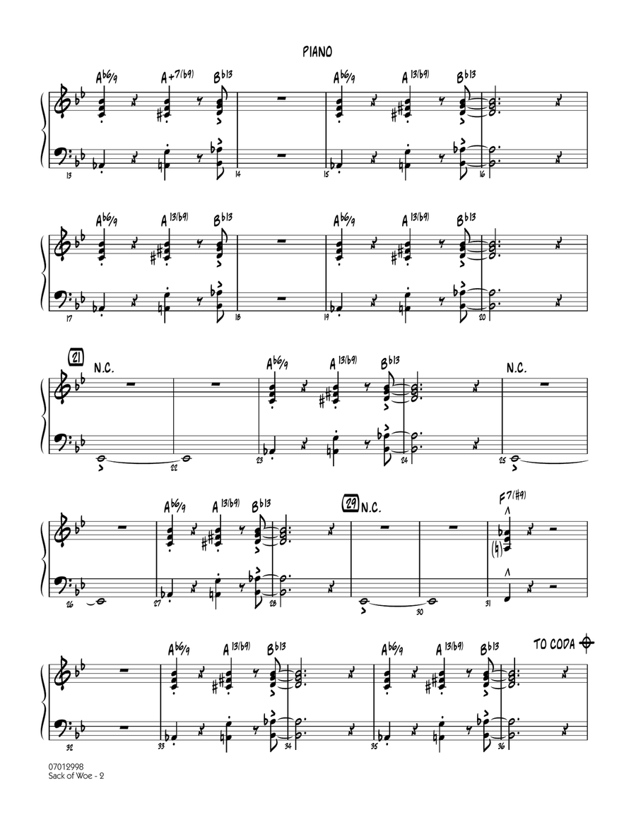 Sack of Woe - Piano Jazz Ensemble scores gallery preview page 2