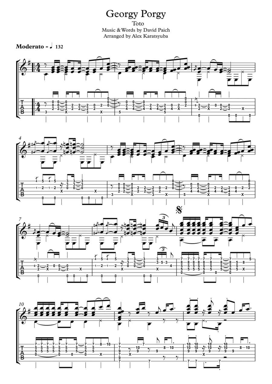 Georgy Porgy Electric Guitar scores gallery preview page 1