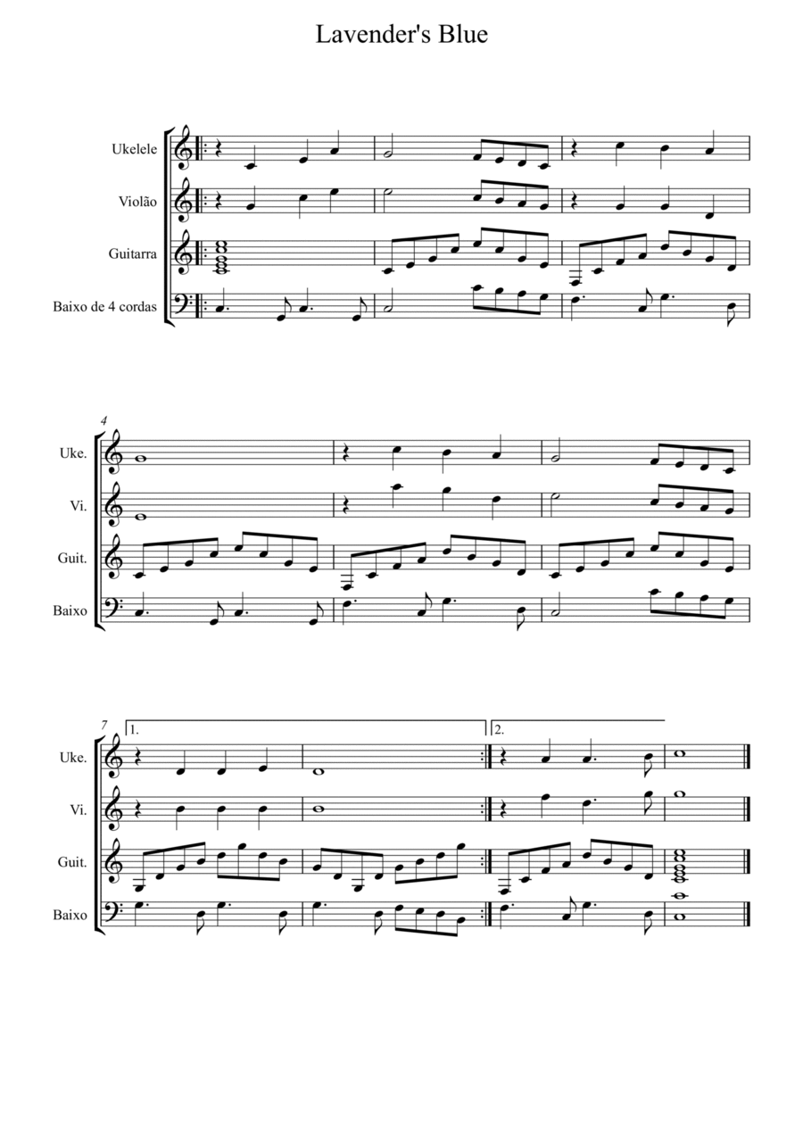 Lavender's Blue Piano, Vocal, Guitar scores gallery preview page 1