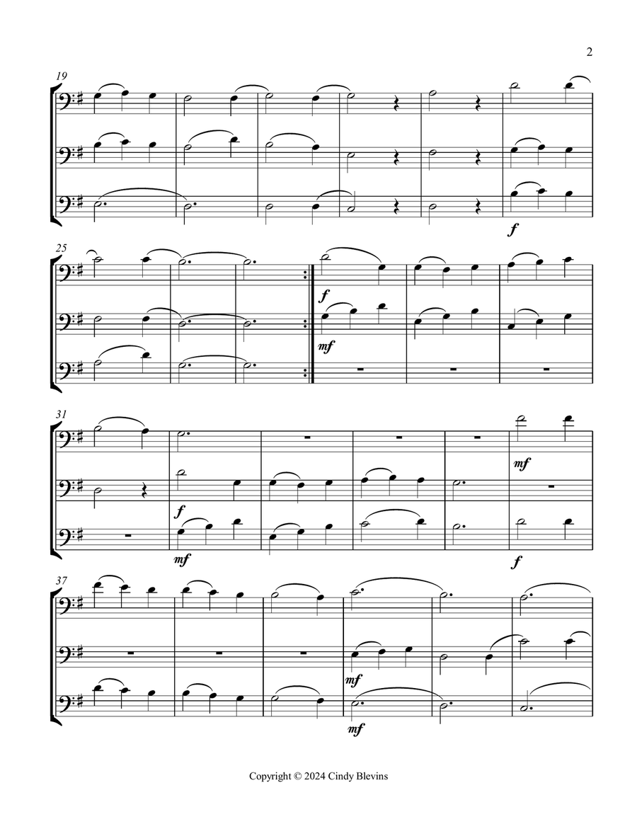 Bring A Torch, Jeannette, Isabella, for Trombone Trio by Cindy Blevins Trombone Trio - Digital Sheet Music page 3