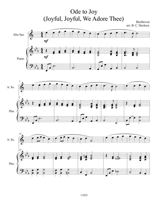 Ode to Joy (Joyful, Joyful, We Adore Thee) for alto sax with piano accompaniment