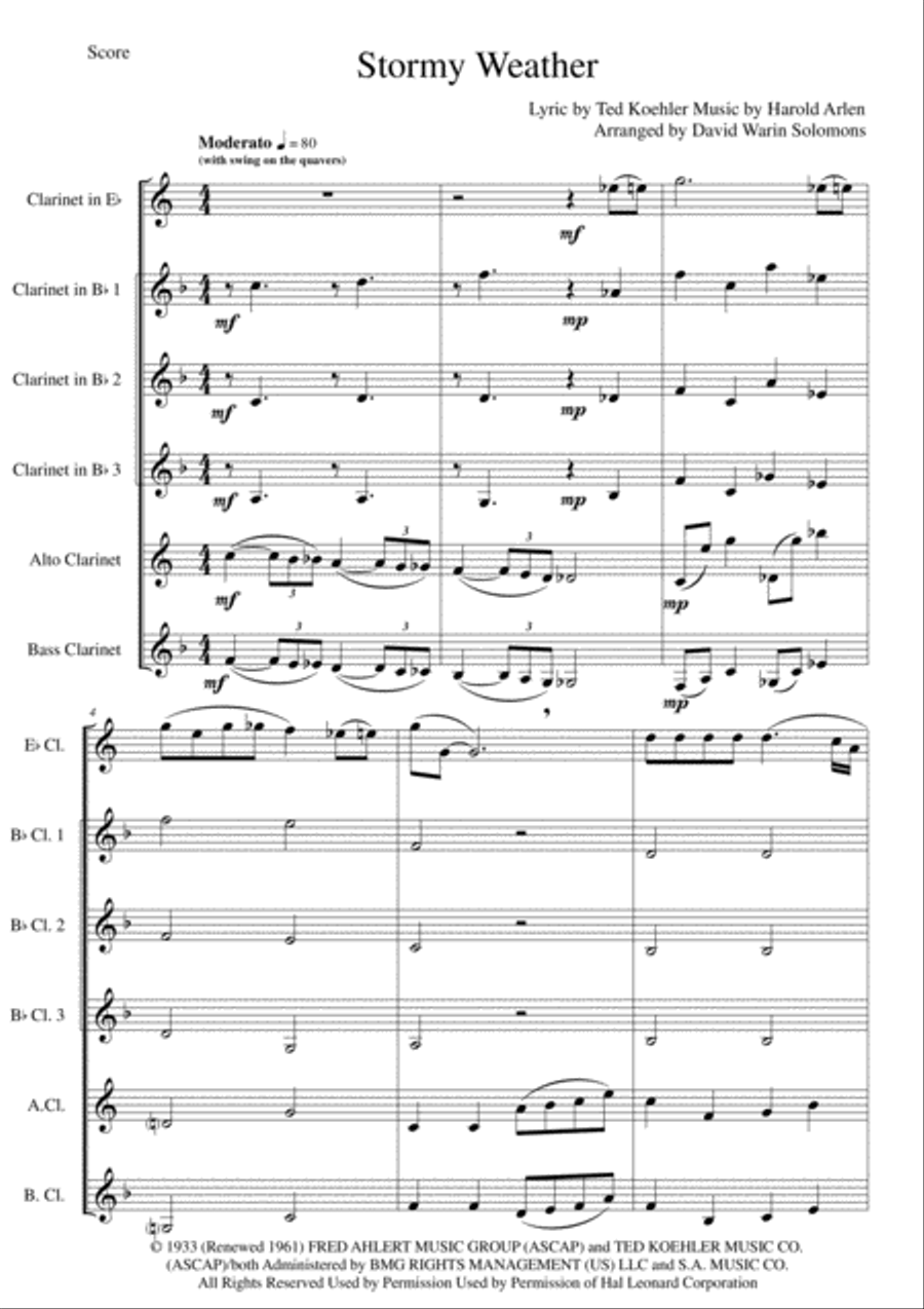 Stormy Weather Woodwind Ensemble scores gallery preview page 1