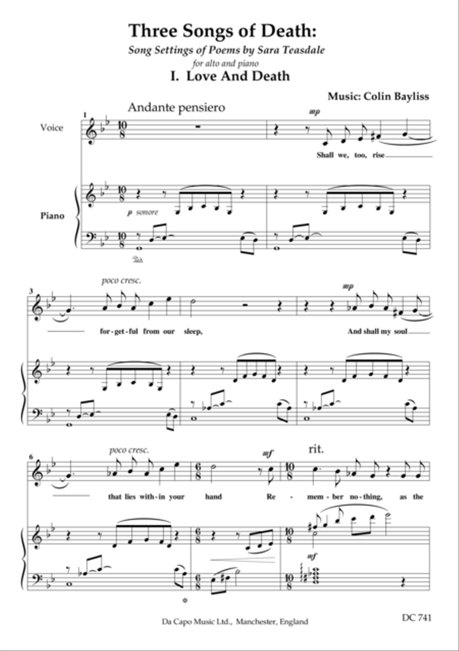 Three Songs of Death Alto Voice scores gallery preview page 1