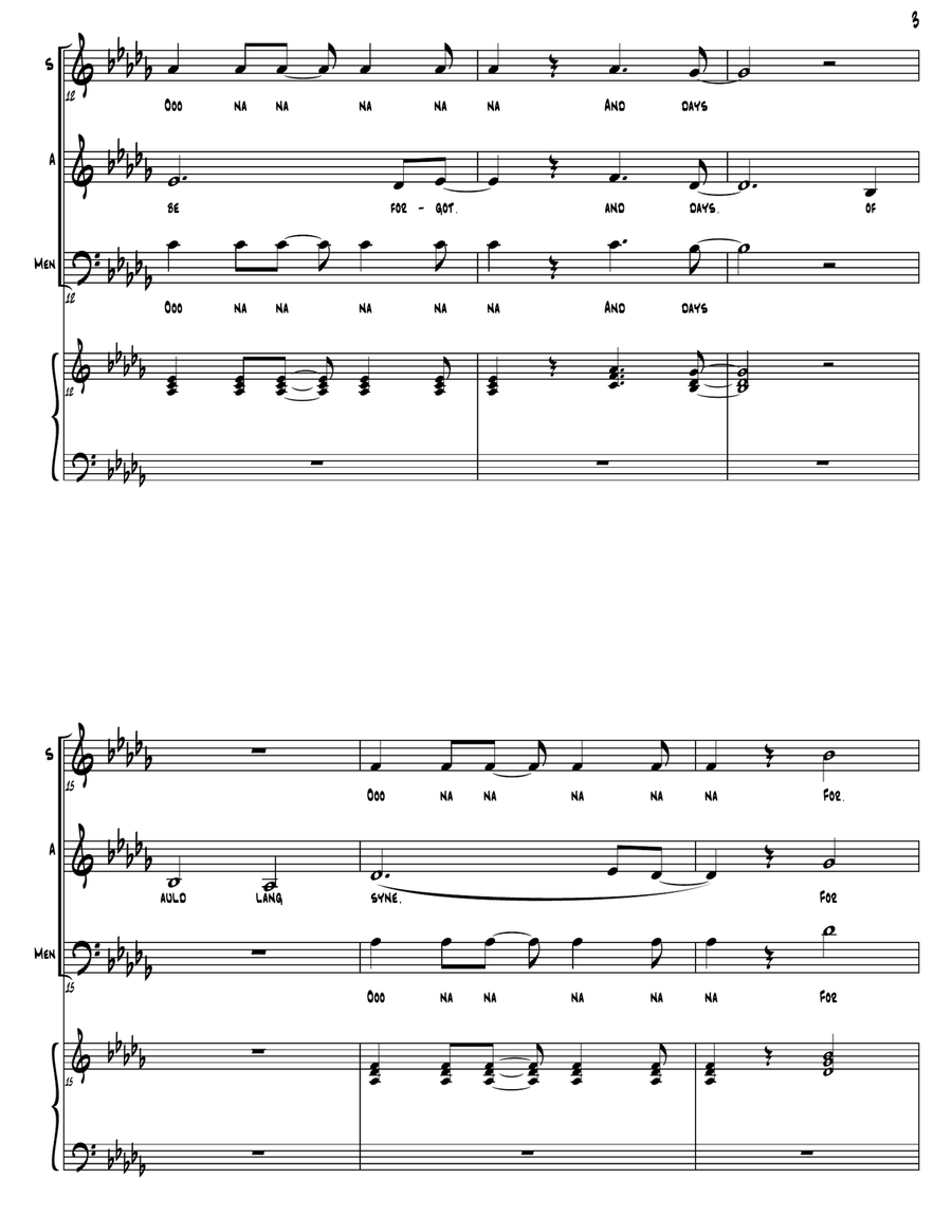 Auld Lang Syne (as performed by Straight No Chaser) - SAB 3-Part scores gallery preview page 4
