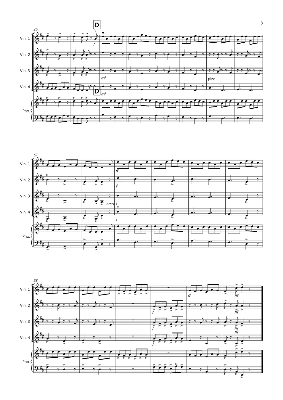 The Irish Washerwoman for Violin Quartet Violin Solo scores gallery preview page 3