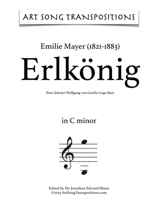 Book cover for MAYER: Erlkönig (transposed to C minor)