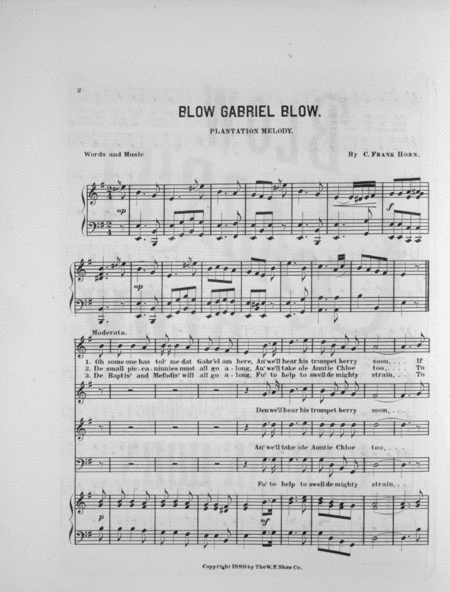 Blow Gabriel Blow. Plantation Song & Chorus