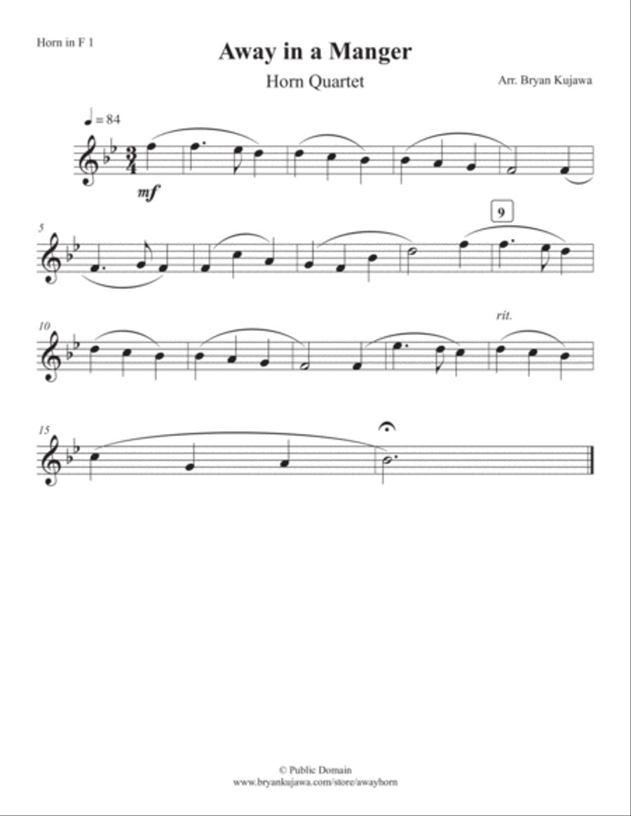 Away in a Manger - Horn Quartet French Horn Quartet scores gallery preview page 3