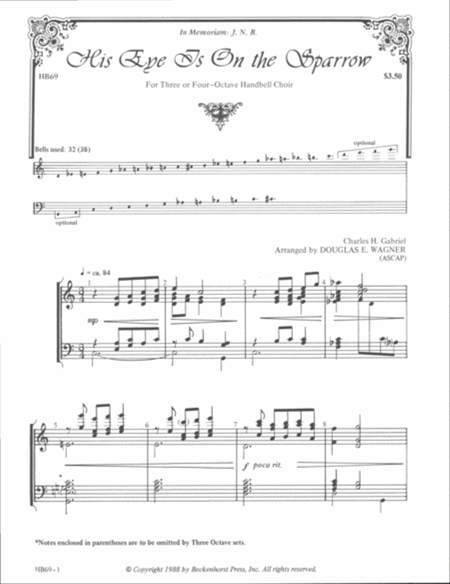 His Eye Is On the Sparrow - Wagner Handbell Choir scores gallery preview page 2