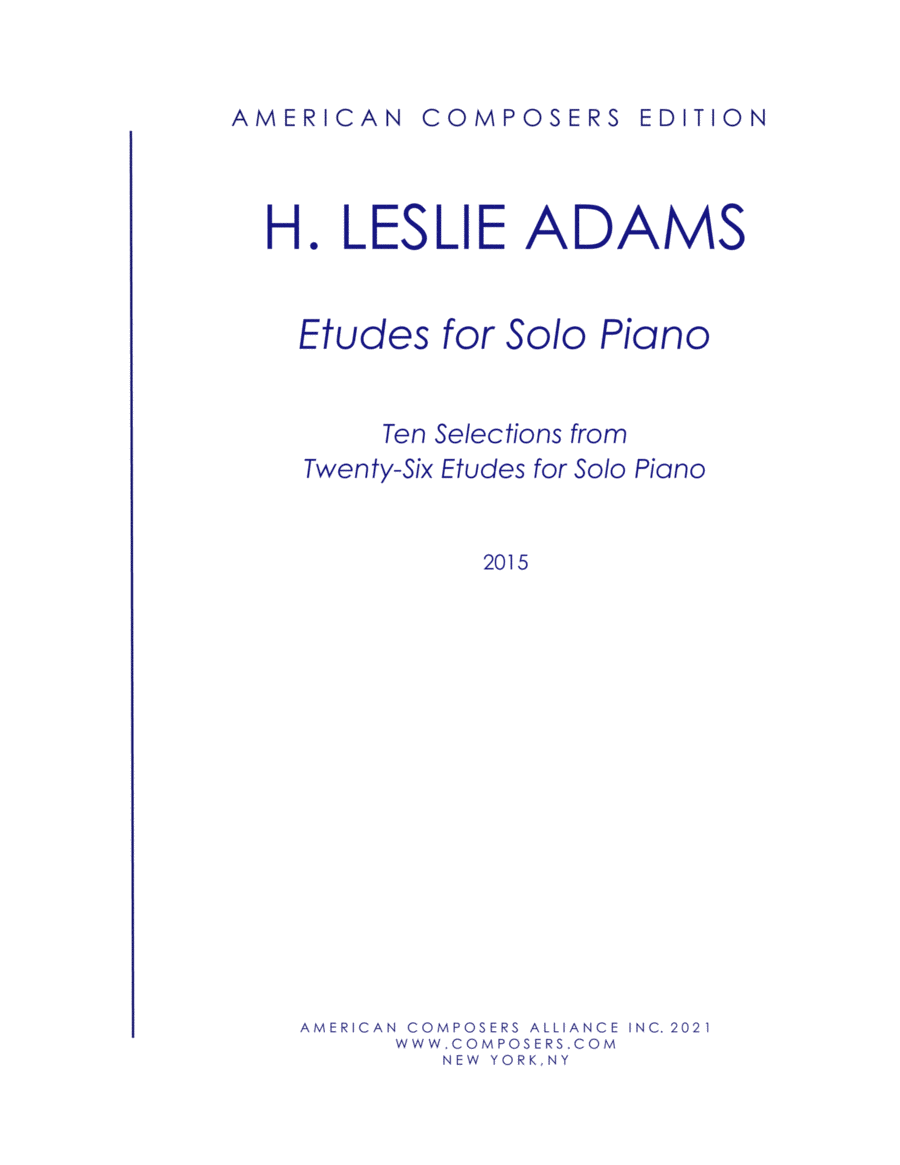 [Adams] Etudes for Solo Piano, 10 selections Piano Method scores gallery preview page 1