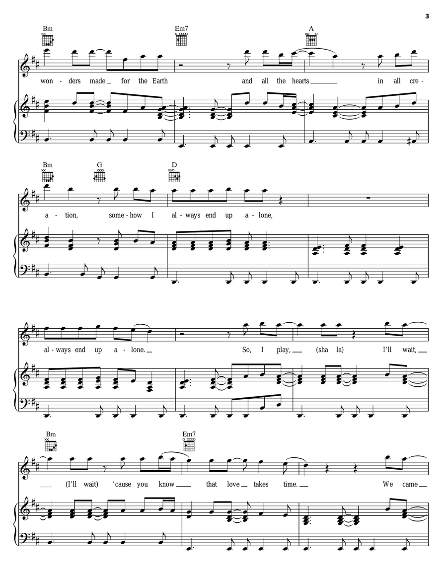 Alone Piano, Vocal, Guitar scores gallery preview page 3