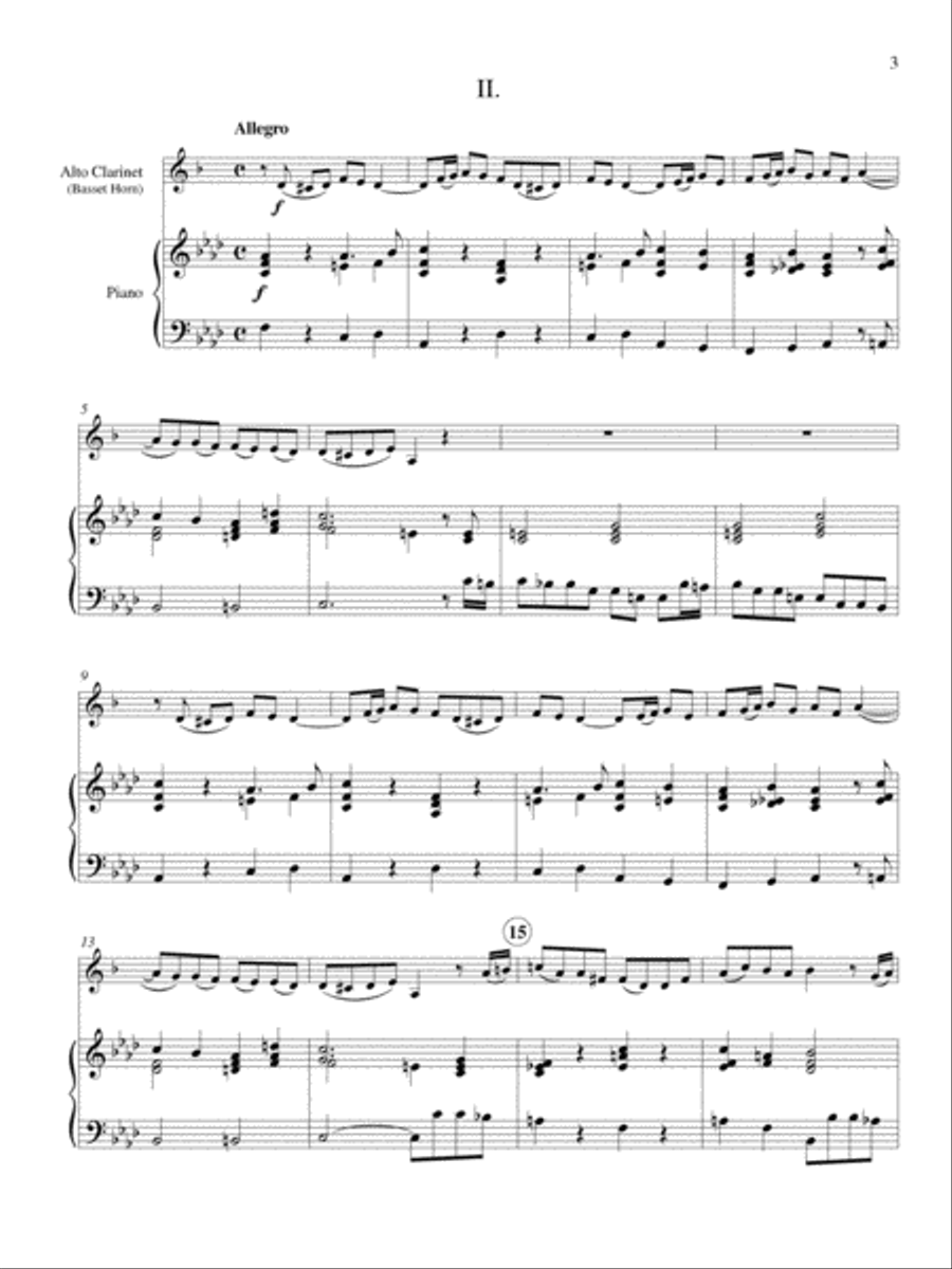 Sonata in F Minor for Alto Clarinet (or Basset Horn) and Piano Clarinet Solo scores gallery preview page 3