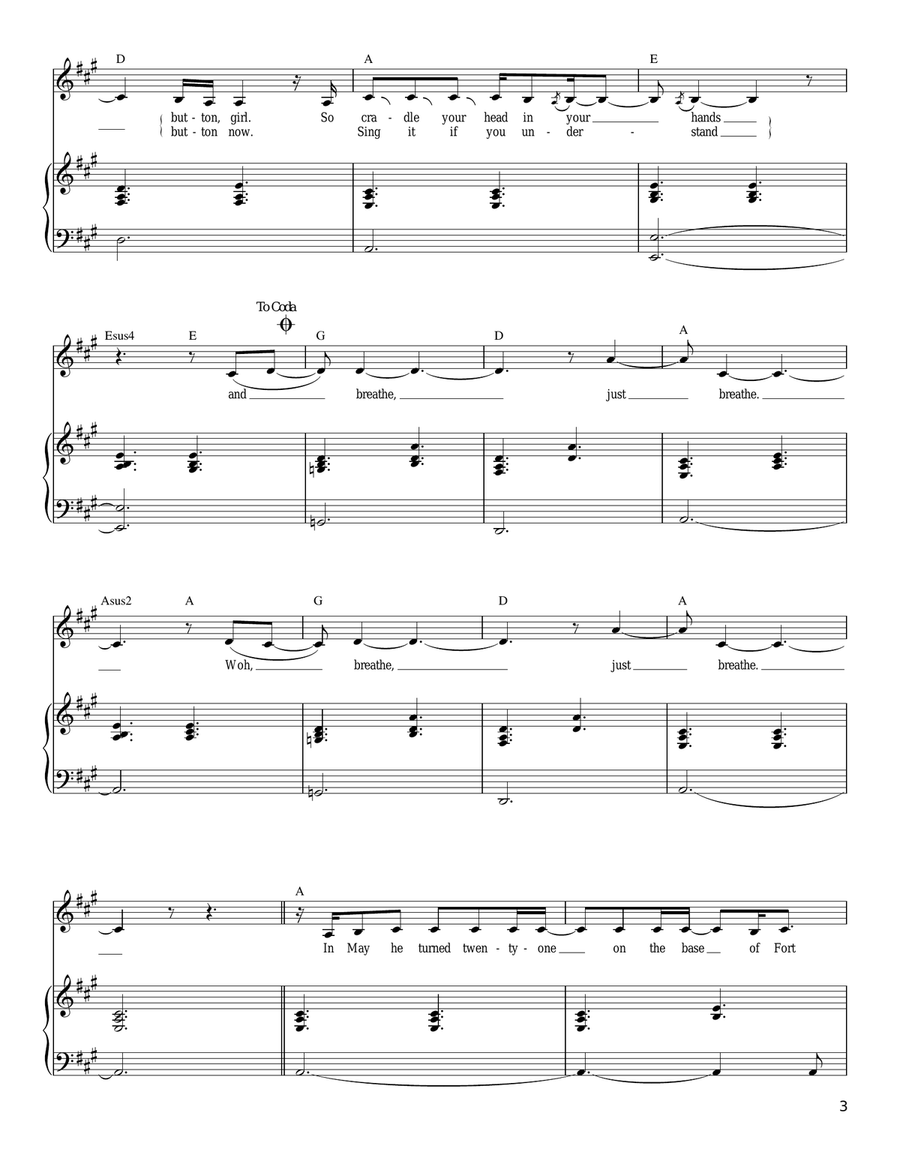 Breathe (2 AM) Piano, Vocal, Guitar scores gallery preview page 3