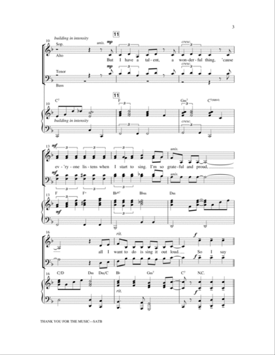 Thank You For The Music (arr. Jerry Estes) 4-Part scores gallery preview page 2