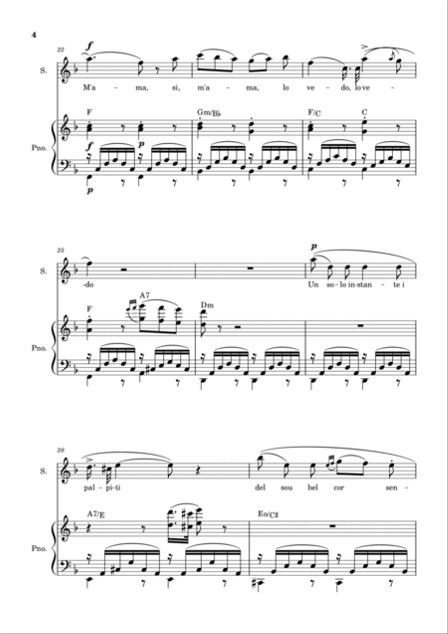 Una Furtiva Lagrima (Soprano in Dm) Piano, Vocal, Guitar scores gallery preview page 4