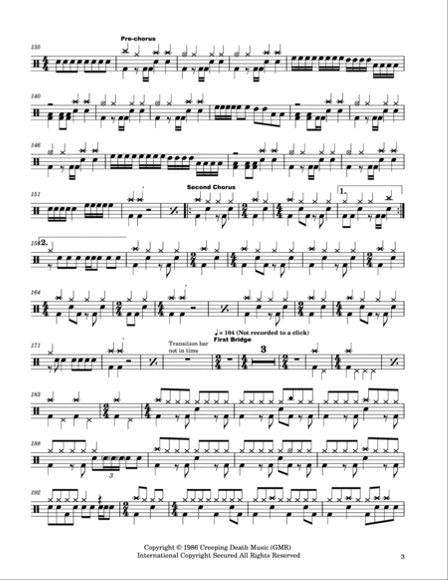 Master Of Puppets Drum Set scores gallery preview page 3