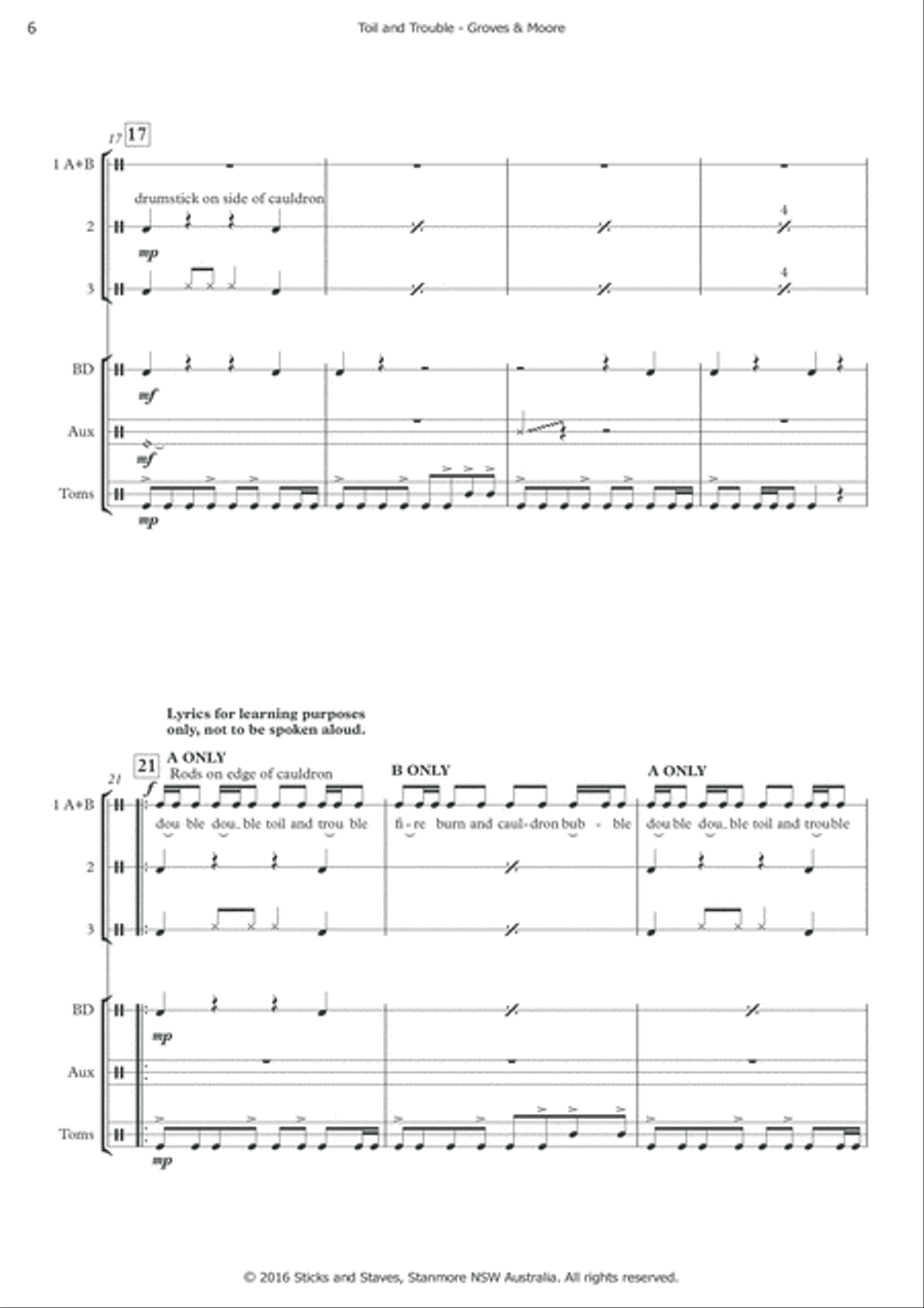 Toil and Trouble Percussion Ensemble scores gallery preview page 6