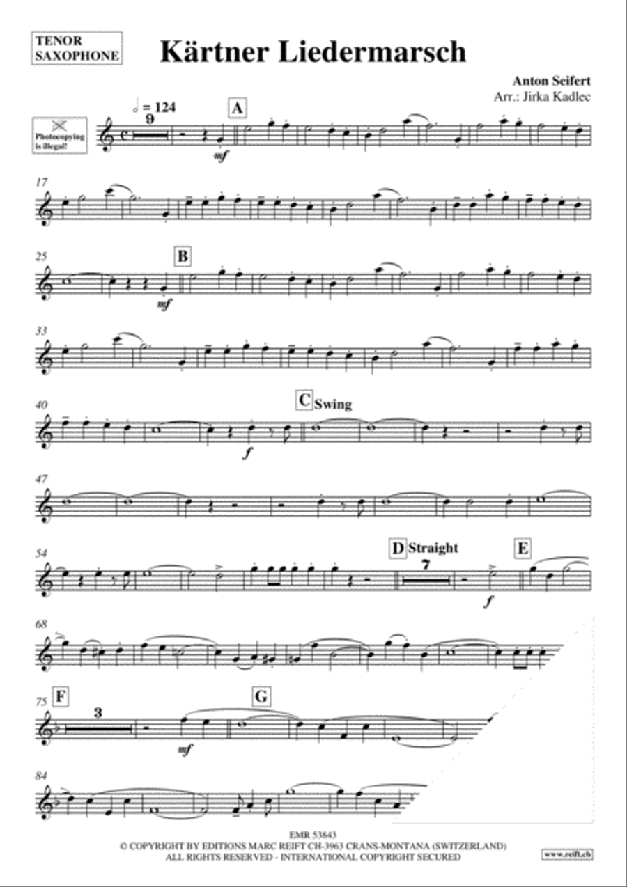 Karntner Liedermarsch Tenor Saxophone scores gallery preview page 3