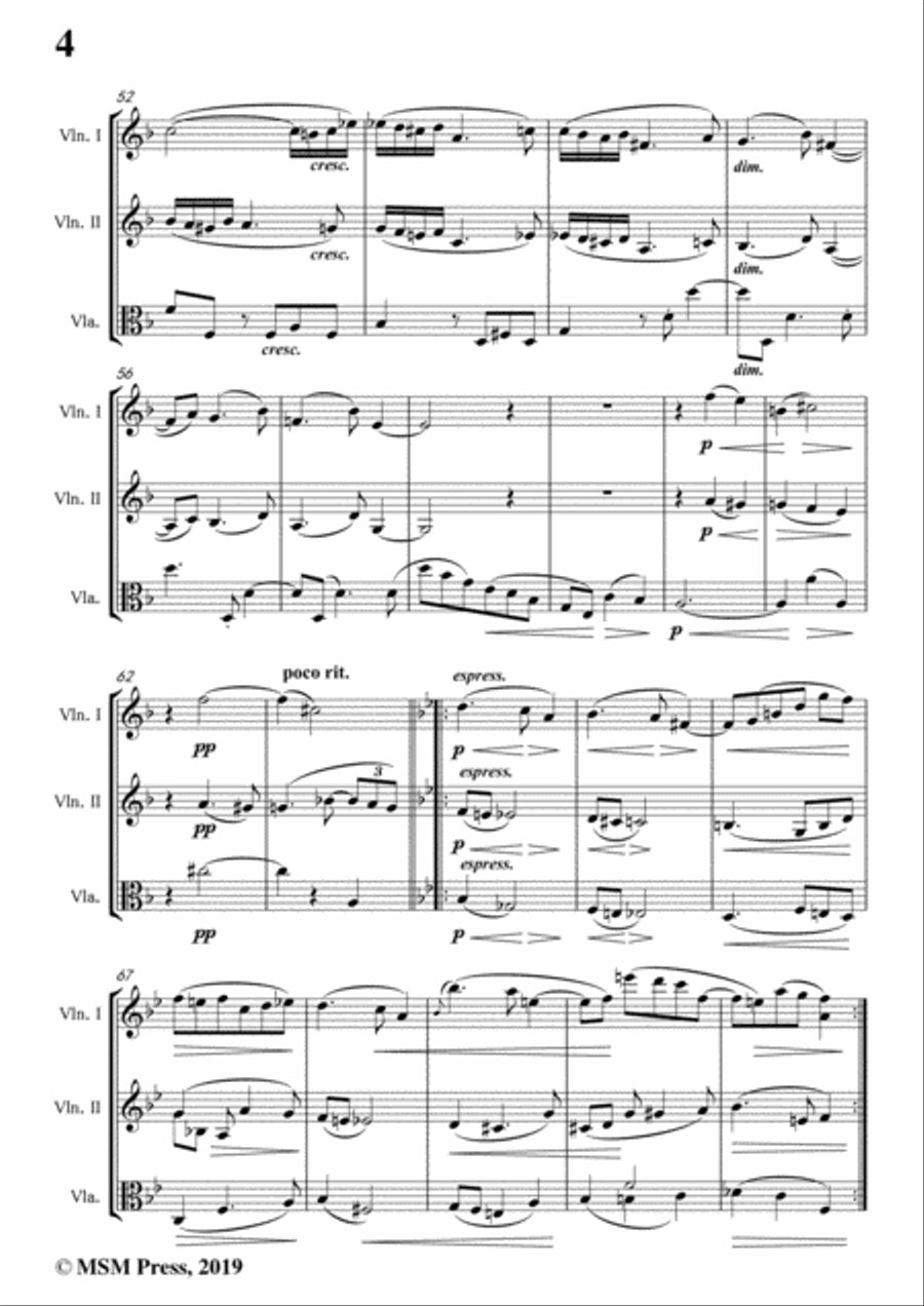 Fuchs-Zweites Terzett(String Trio),Op.61 No.2,for 2Voilins&Viola String Duet scores gallery preview page 6