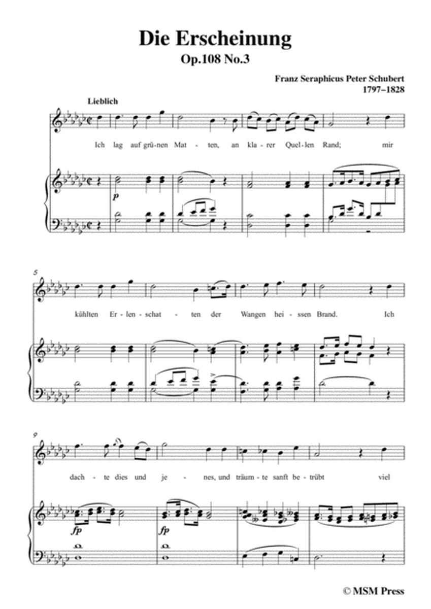 Schubert-Die Erscheinung,Op.108 No.3,in G flat Major,for Voice&Piano image number null