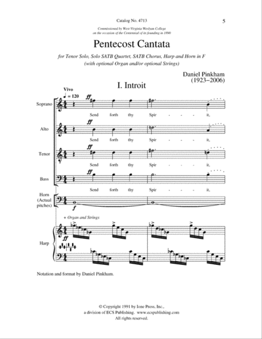 Pentecost Cantata Pentecost Cantata 4-Part scores gallery preview page 5