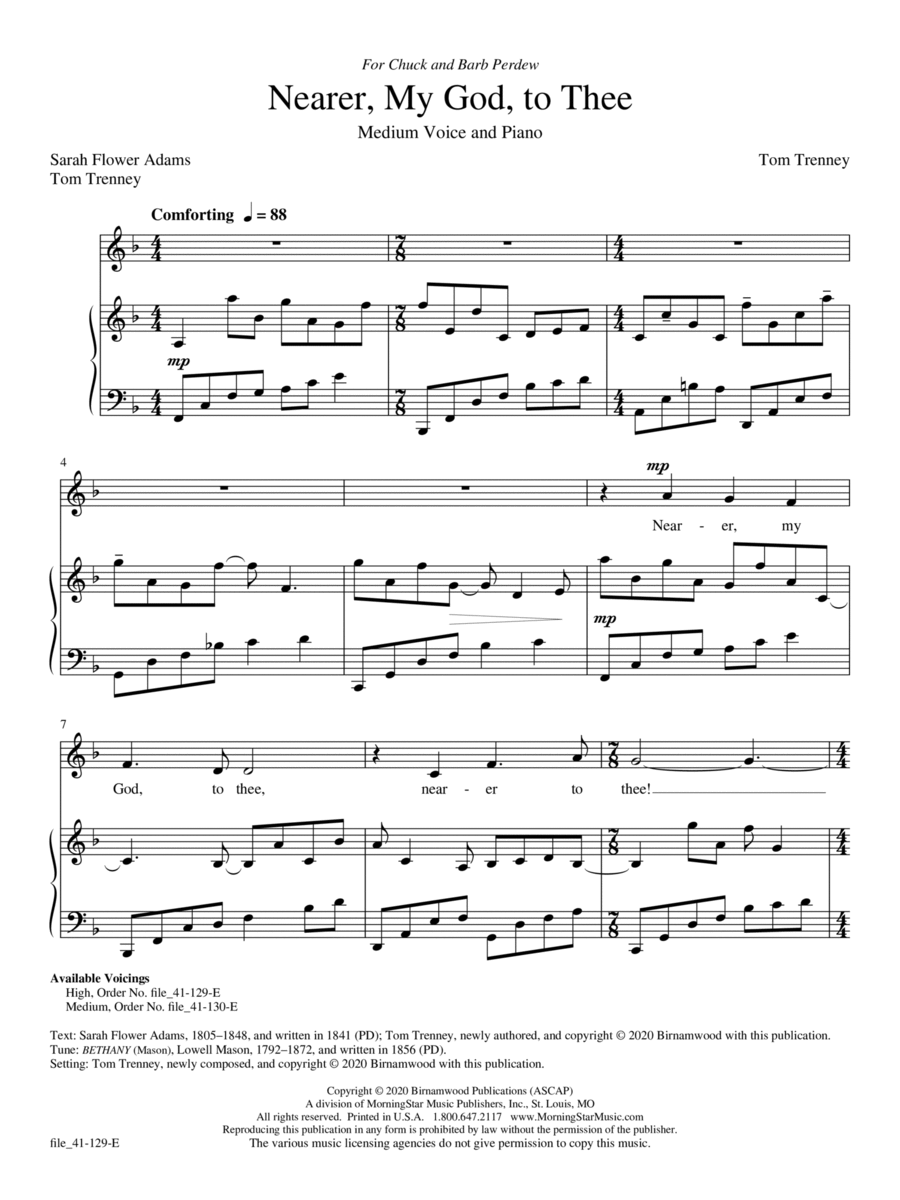 Nearer, My God, to Thee Medium Voice scores gallery preview page 1