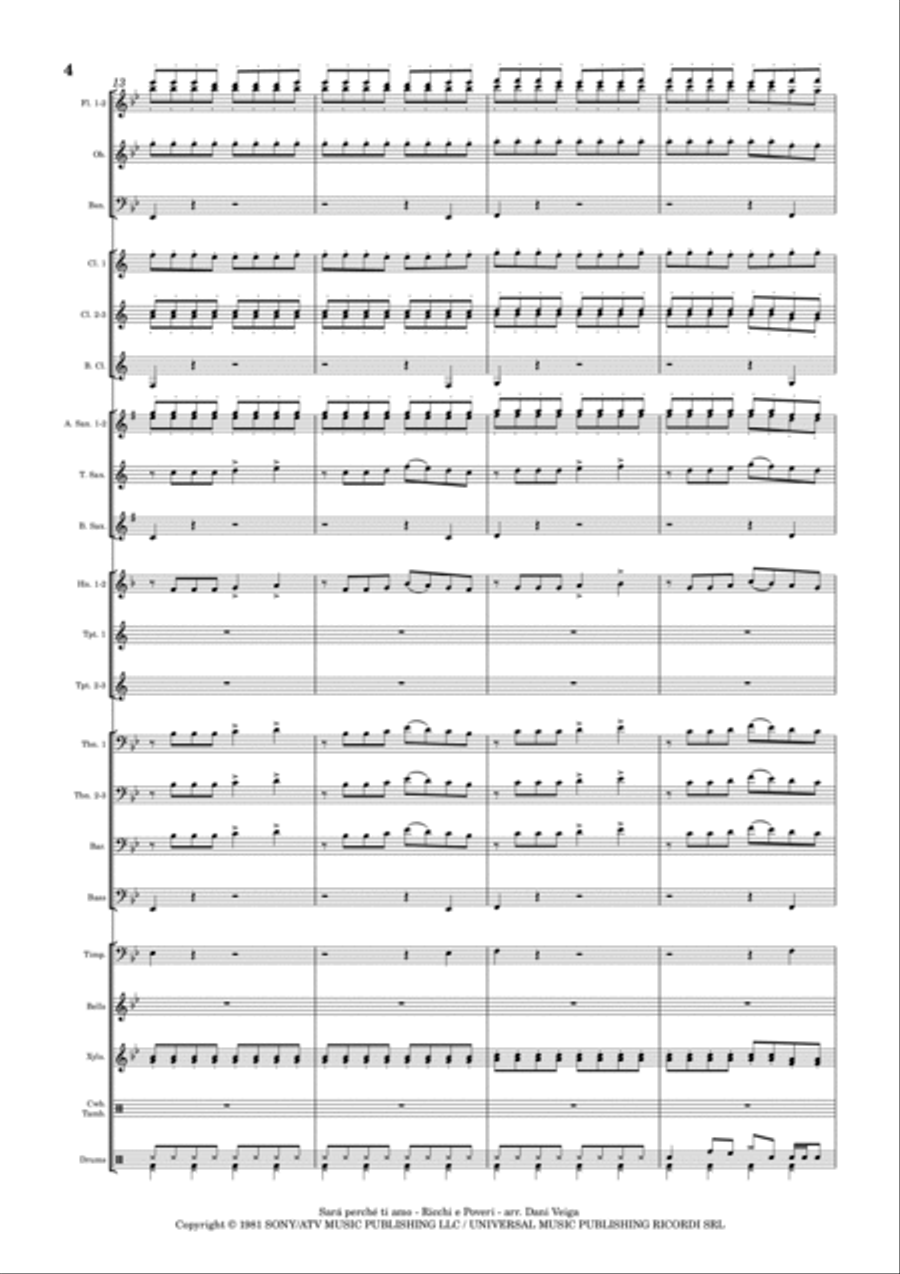 Sara Perche Ti Amo Concert Band scores gallery preview page 4
