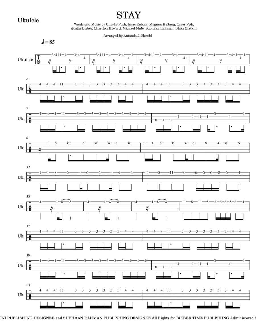 Stay Ukulele scores gallery preview page 1
