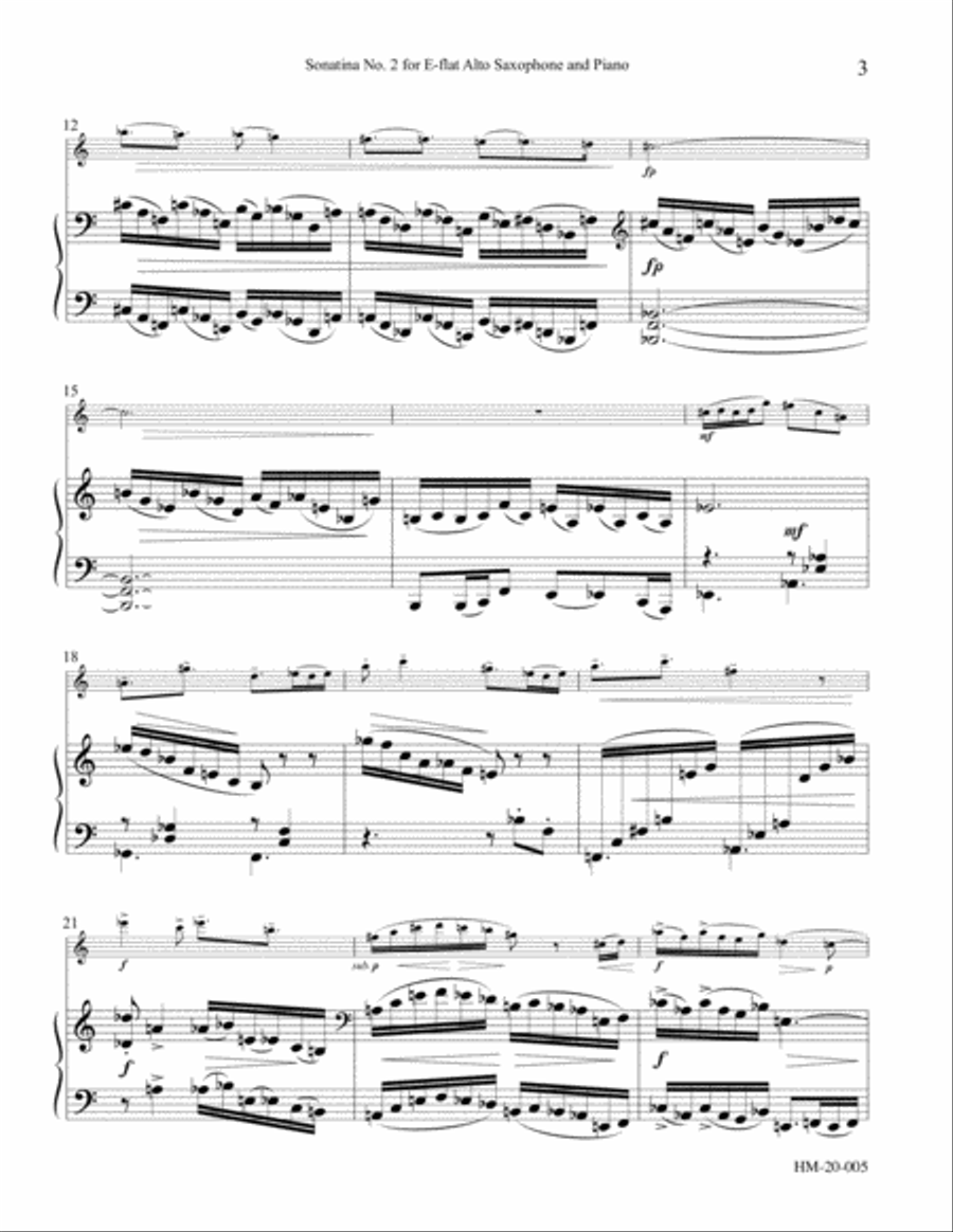 Sonatina No. 2 for Alto Saxophone and Piano Alto Saxophone scores gallery preview page 3