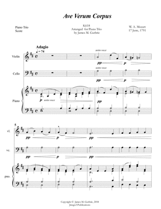 Book cover for Mozart: Ave Verum Corpus for Piano Trio