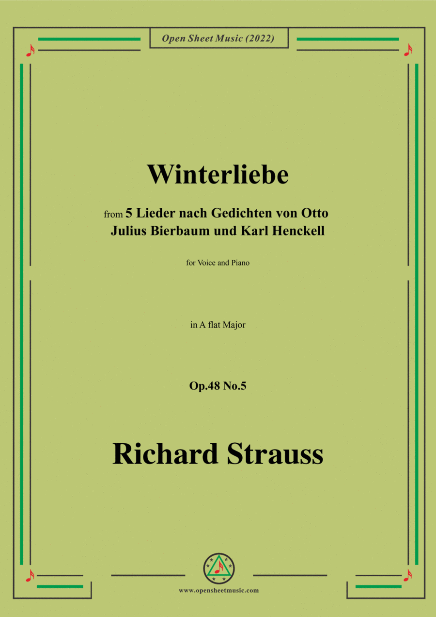 Richard Strauss-Winterliebe,in A flat Major Voice scores gallery preview page 1