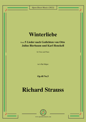 Book cover for Richard Strauss-Winterliebe,in A flat Major