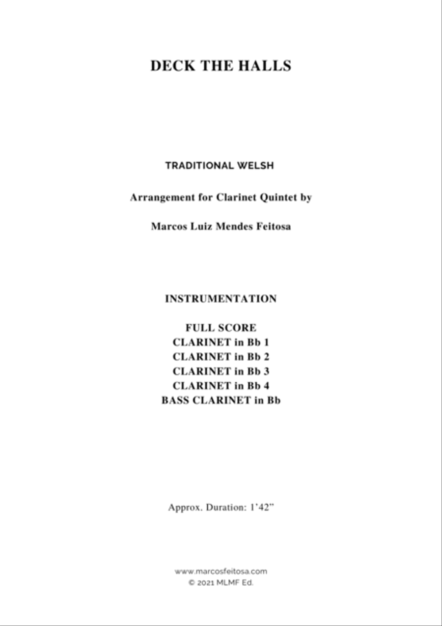 Deck The Halls - Clarinet Quintet Clarinet Quintet scores gallery preview page 2