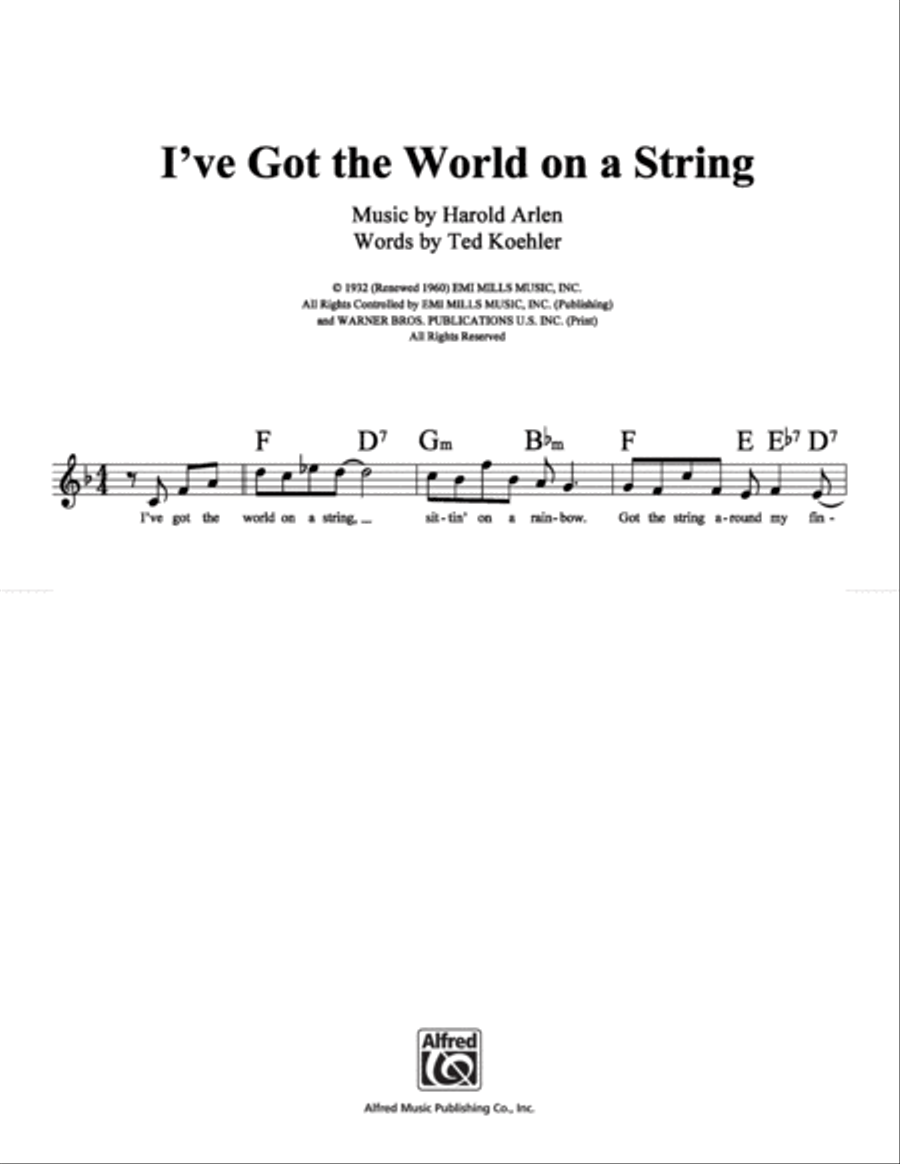 I've Got the World On A String School and Community scores gallery preview page 1
