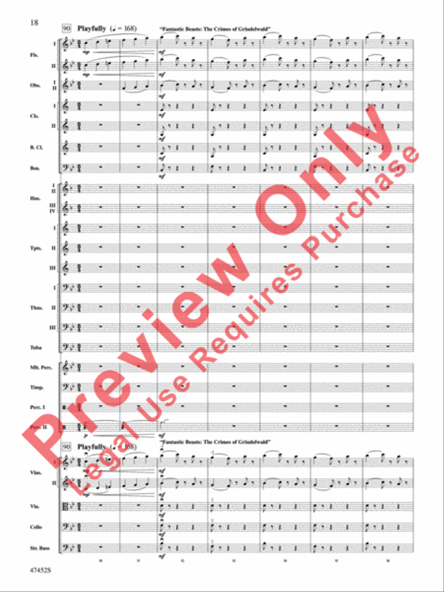 Fantastic Beasts: The Crimes of Grindelwald Full Orchestra scores gallery preview page 19