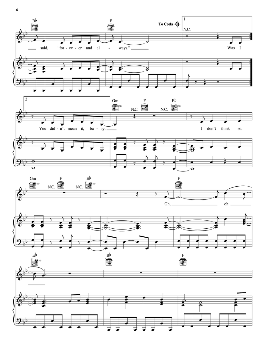 Forever & Always Piano, Vocal, Guitar scores gallery preview page 4