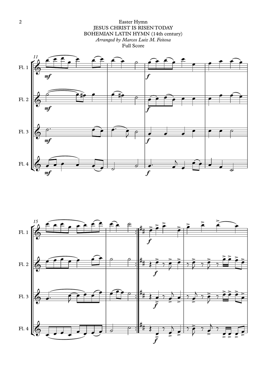 Easter Hymn (Jesus Christ is Risen Today) - Flute Quartet Flute Quartet scores gallery preview page 4
