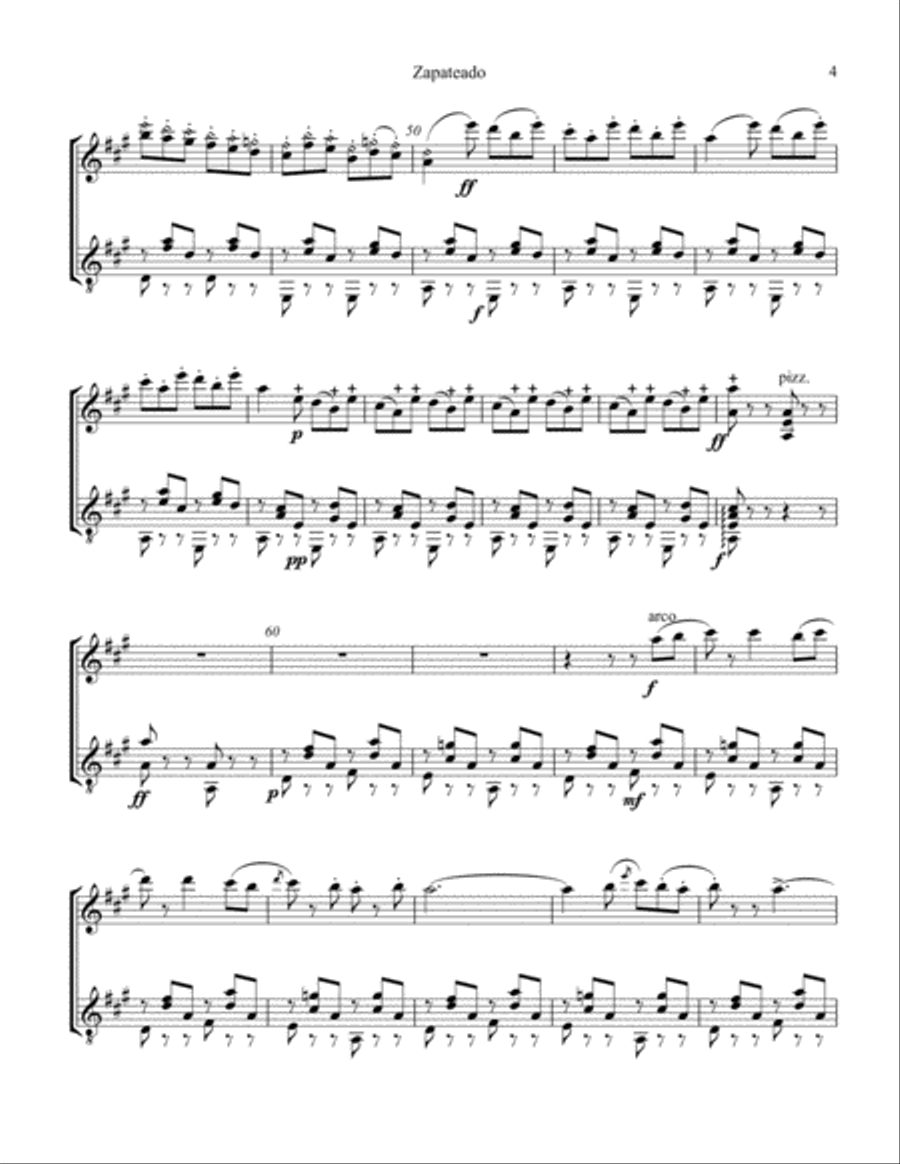 Zapateado Op. 23 No. 6 for violin and guitar String Duet scores gallery preview page 5