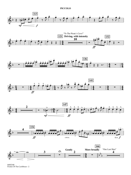 Pirates Of The Caribbean (Symphonic Suite) (arr. John Wasson) - Piccolo