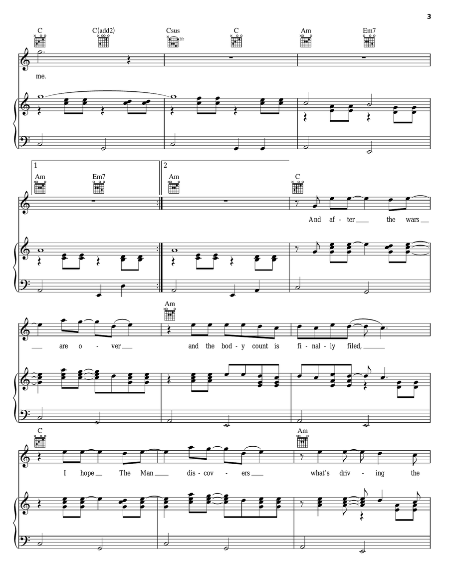 Military Madness Piano, Vocal, Guitar scores gallery preview page 3
