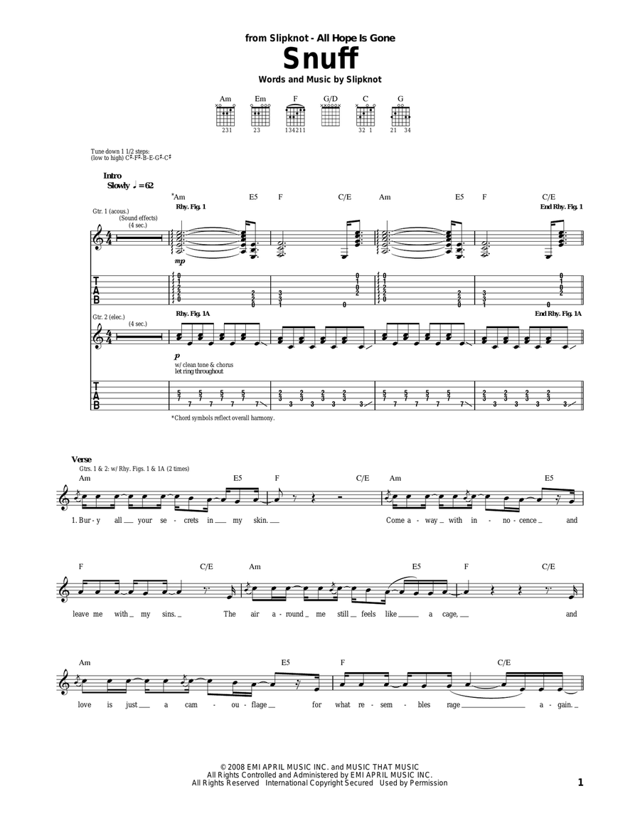 Snuff Acoustic Guitar scores gallery preview page 1