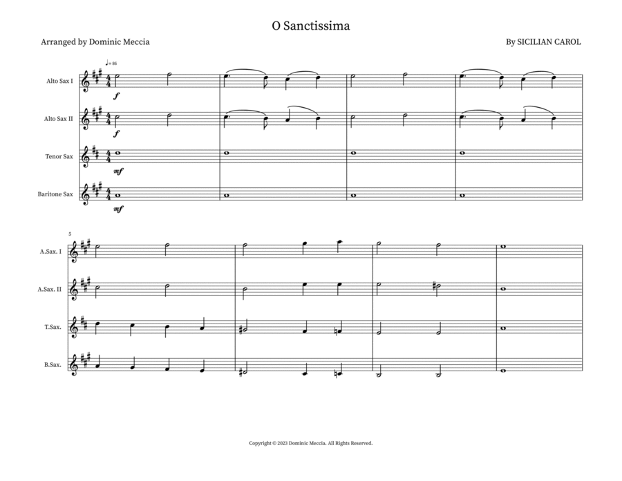 O Sanctissima Tenor Saxophone scores gallery preview page 1
