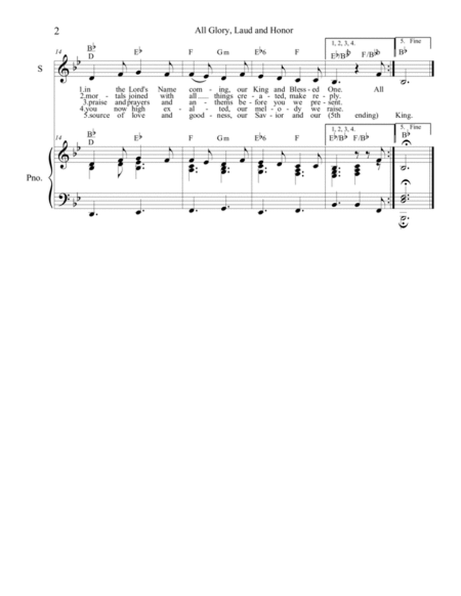 All Glory, Laud and Honor (Combination Piano/Vocal, Leadsheet and Congregational Worship-Aid version image number null