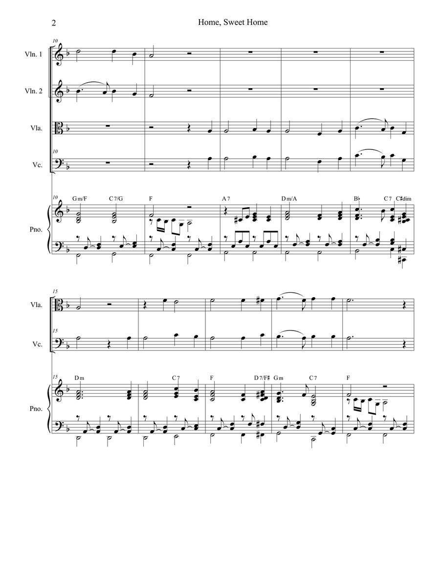 Home, Sweet Home (for String Quartet) Piano Quintet scores gallery preview page 3
